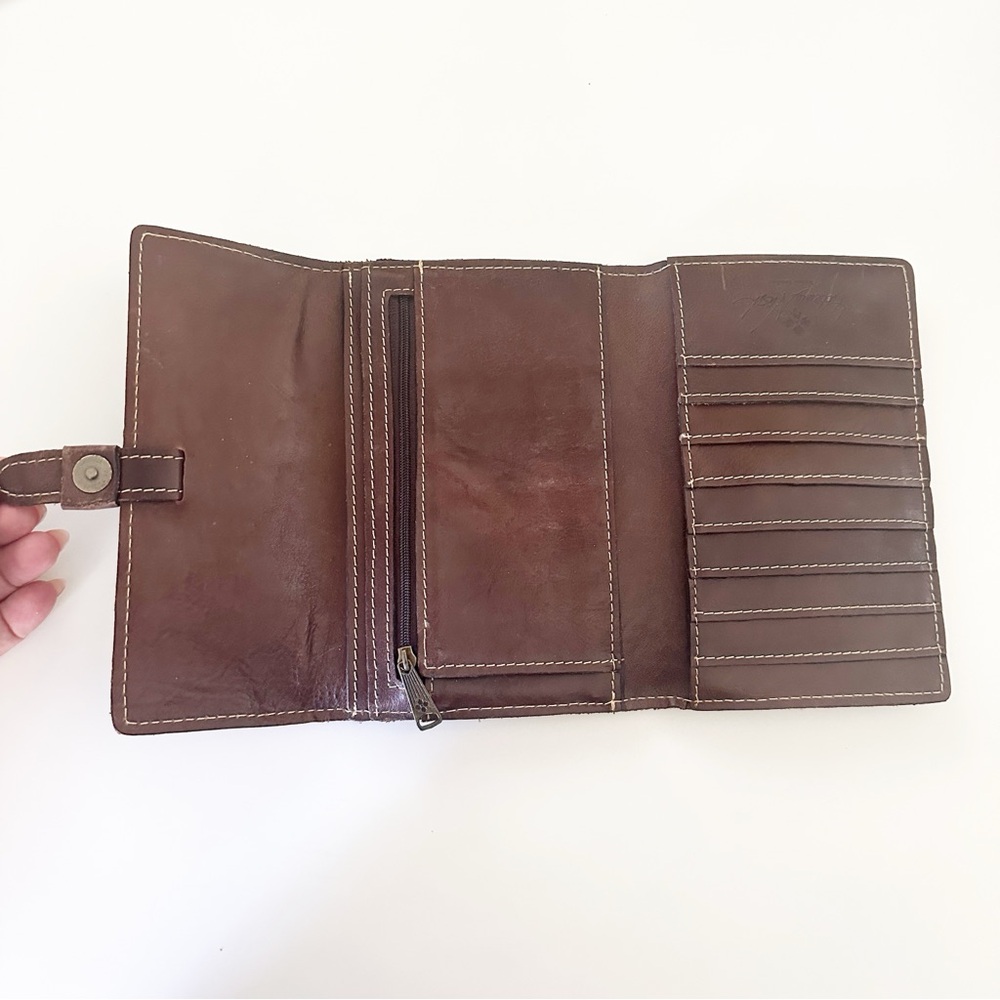 Patricia Nash Colli Flap Trifold Wallet Florence Brown Tooled Leather P32777 - Picture 5 of 15